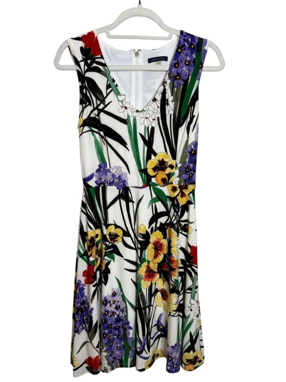Tommy Hilfiger Womens 4 Floral Fit Flare Dress Garden Party Sleeveless Preppy